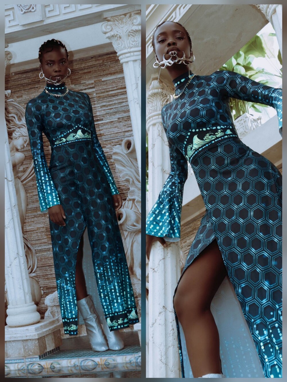 BlackMilk Elemental Power Flare Sleeve Maxi Dress size S NWT